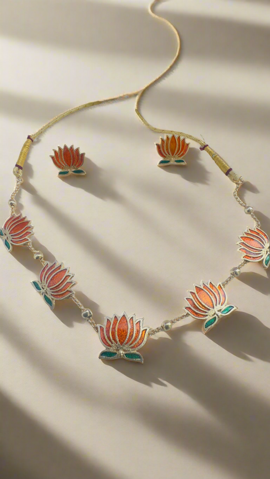 Saffron Lotus Necklace Set