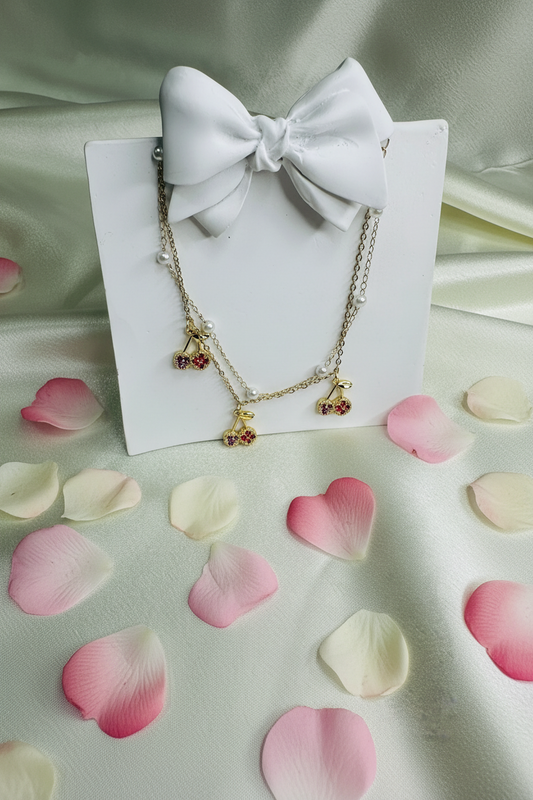Cherry Pearl Charm Bracelet