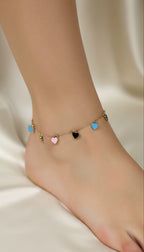 Trio Heart Charm Anklet