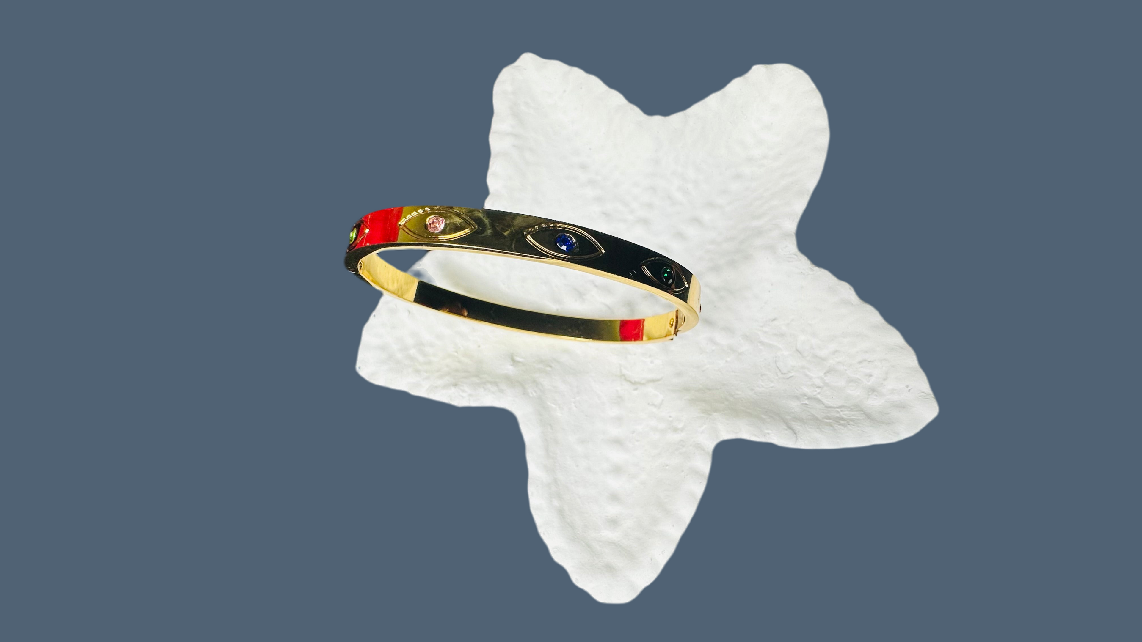 Elegant Evil Eye Gem Bangle”