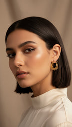 Golden Petal Heart Hoops