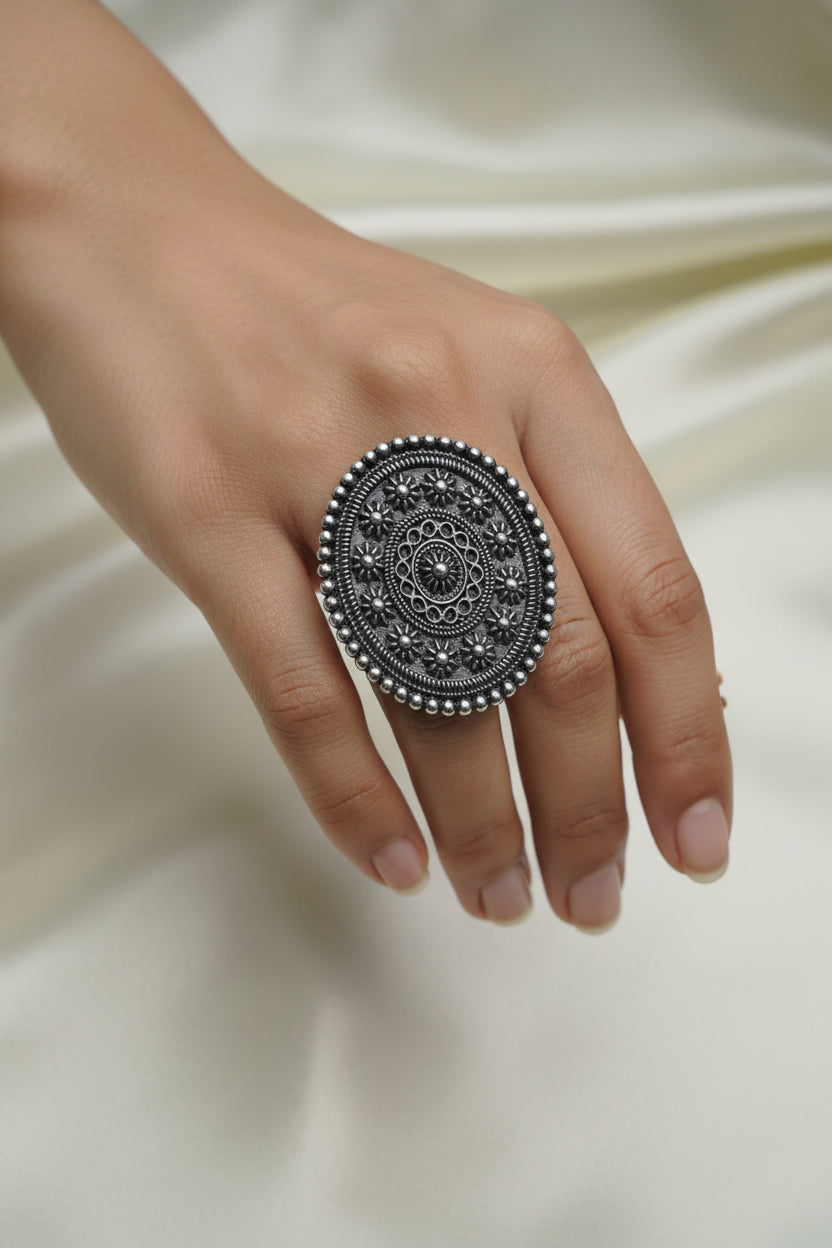Midnight Mandala Ring
