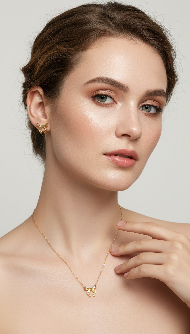 Golden Bow Tie Jewelry Set