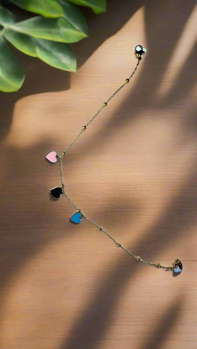 Trio Heart Charm Anklet