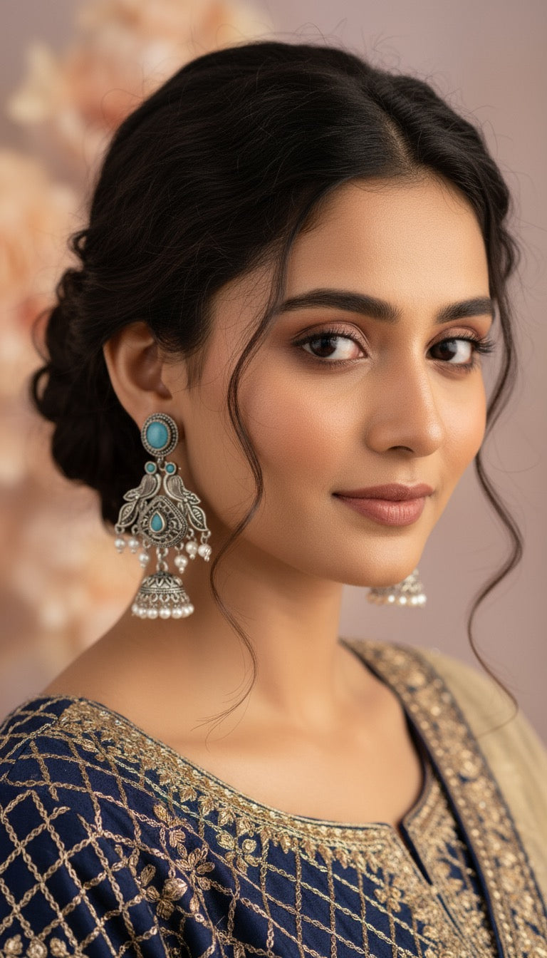 Oxidized Jhumka Earrings