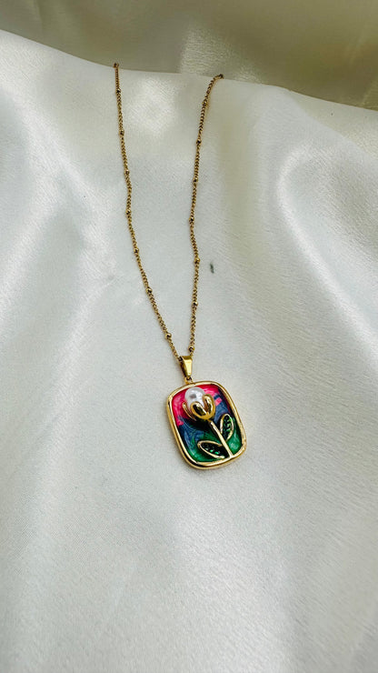 Square Floral necklace