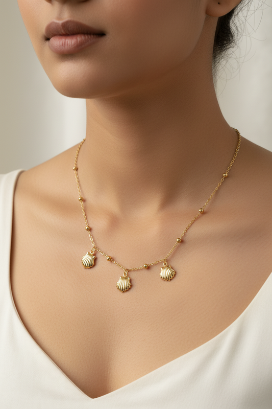 Golden Seashell Charm Necklace
