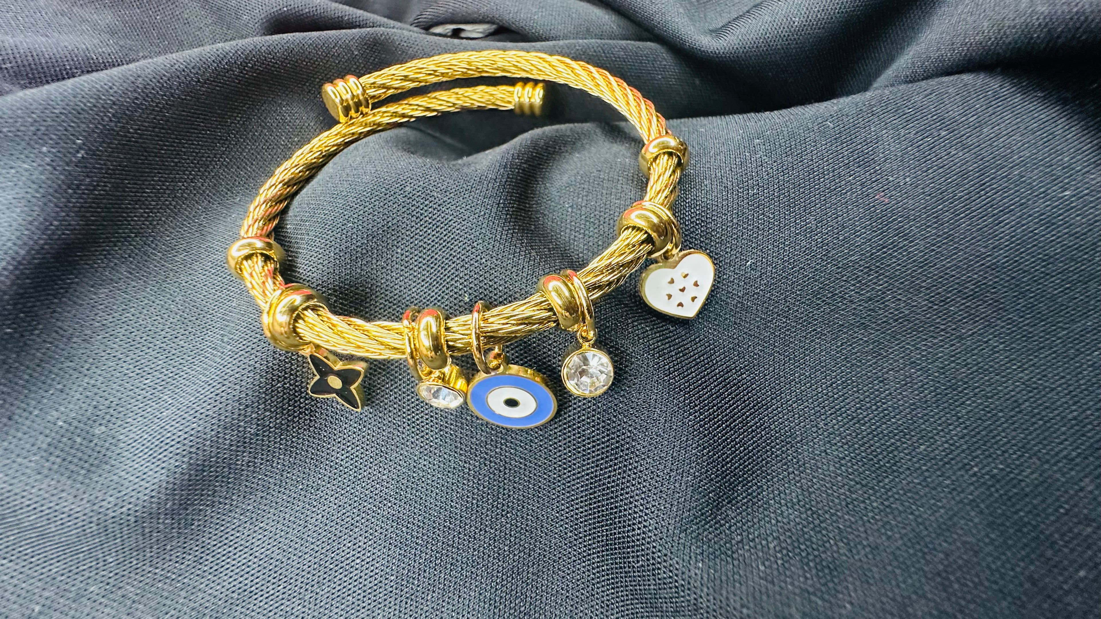 Starlit Evil Eye Golden Bangle