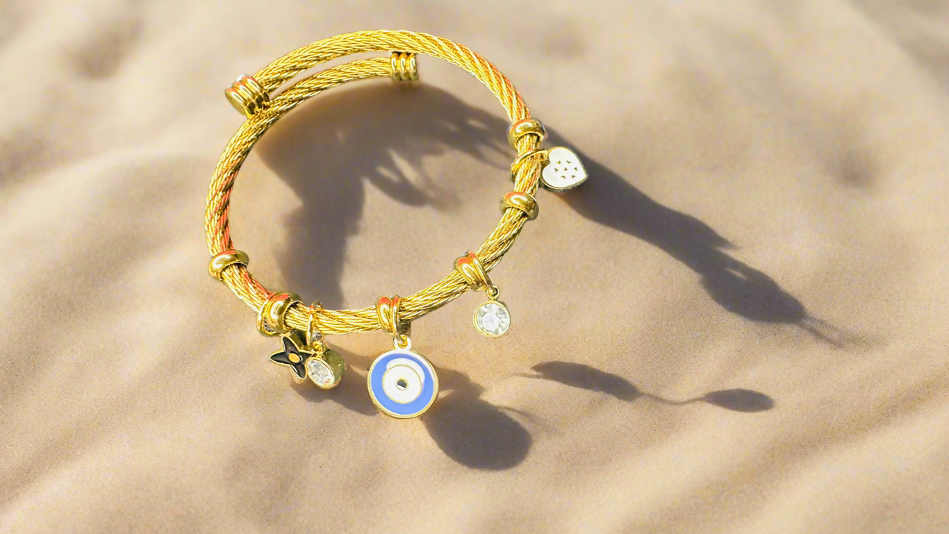 Starlit Evil Eye Golden Bangle