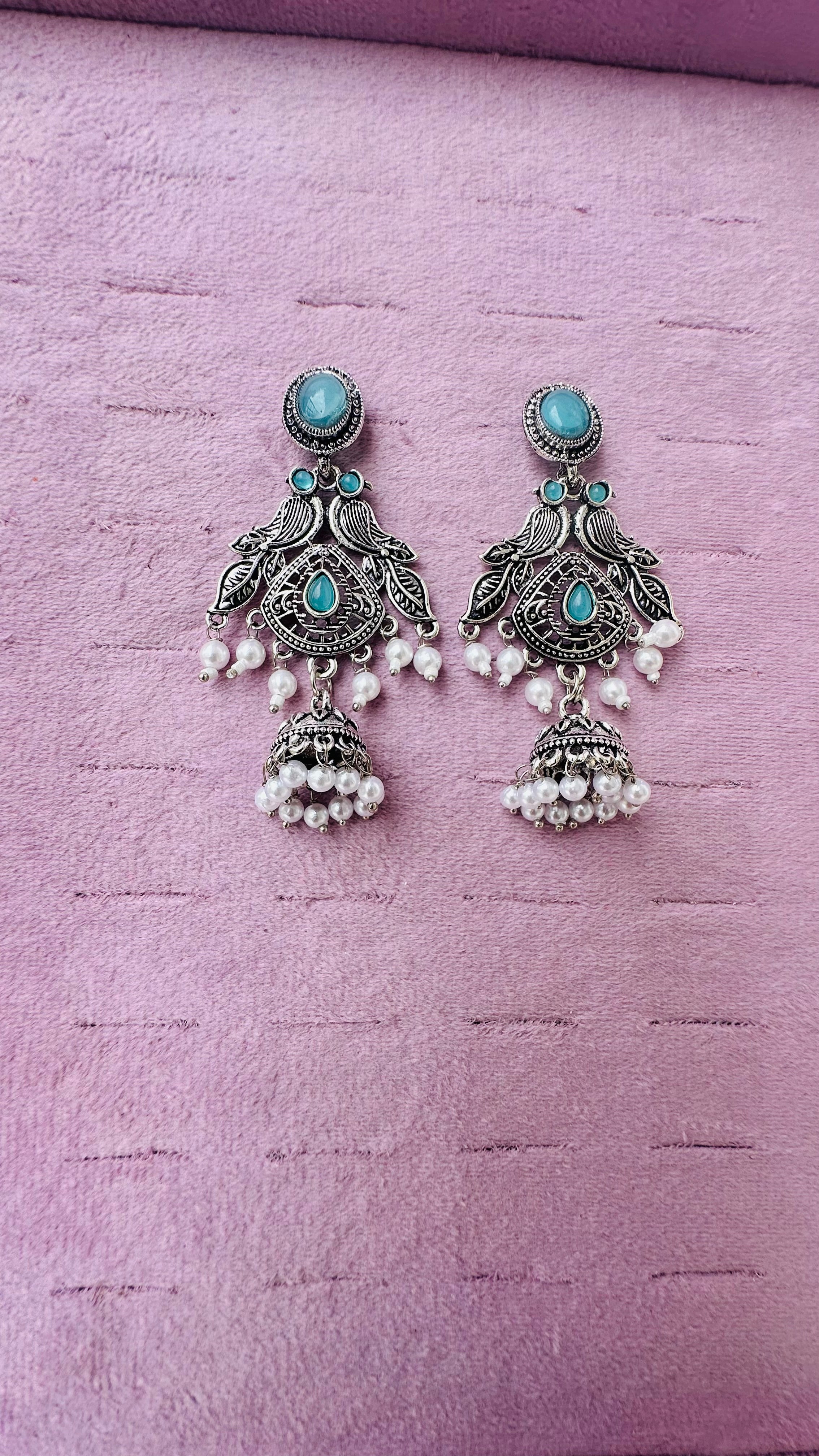 Oxidized Jhumka Earrings