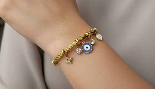 Starlit Evil Eye Golden Bangle