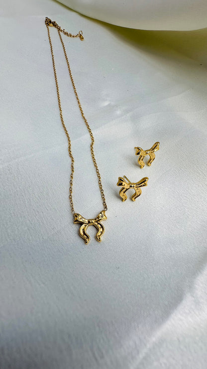 Golden Bow Tie Jewelry Set