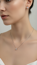 Silver Solitaire Jewelry Set