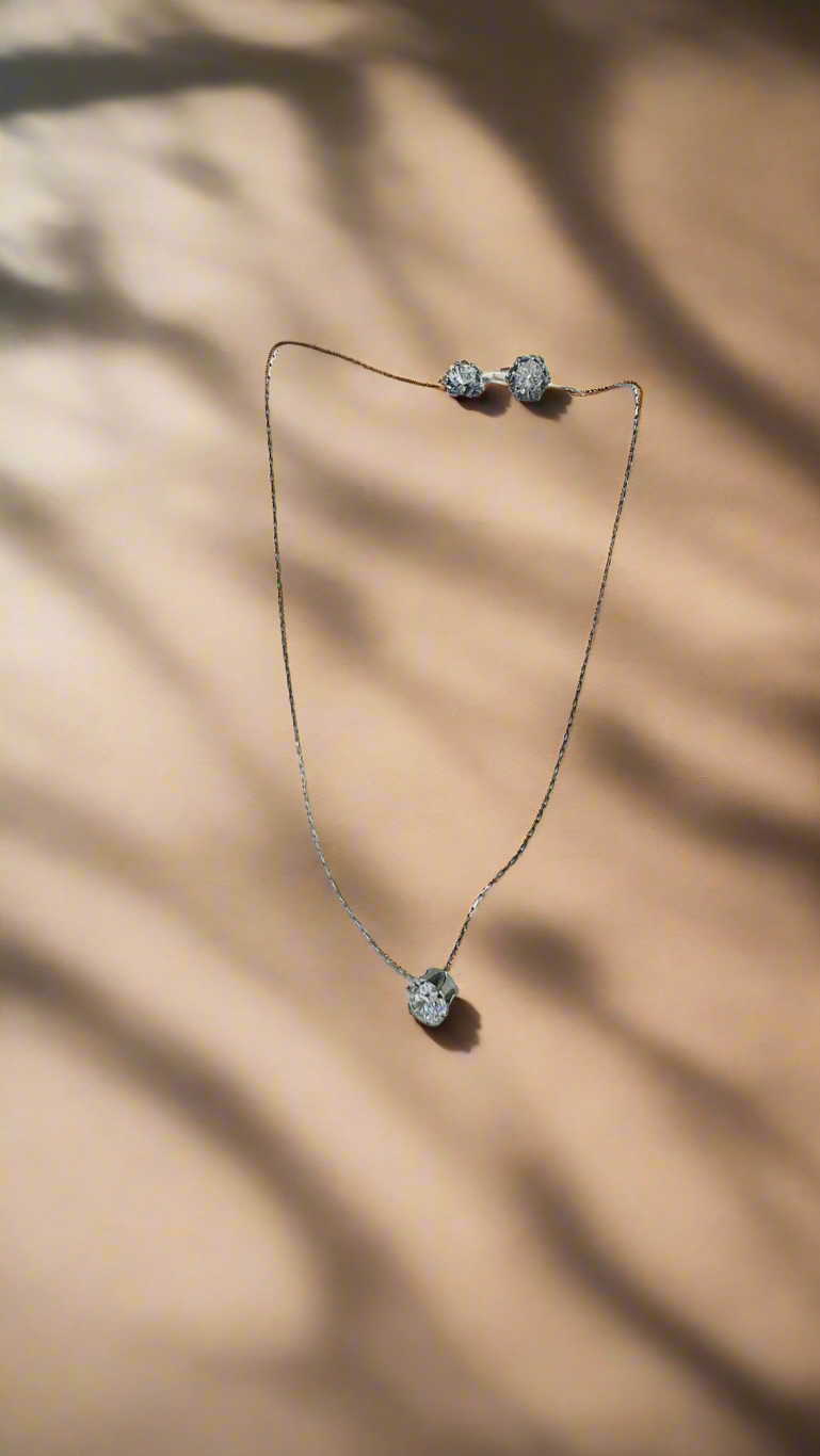 Silver Solitaire Jewelry Set