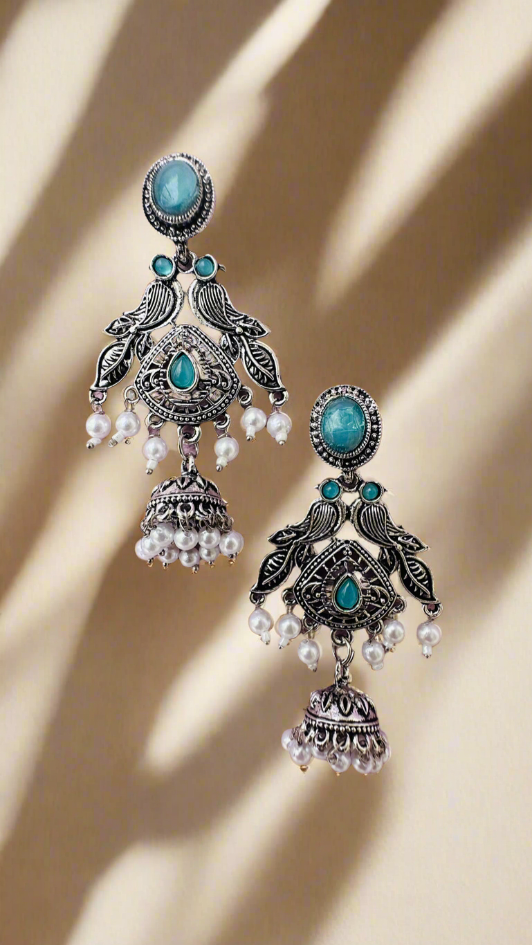 Oxidized Jhumka Earrings