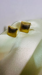 Gold Fluted Rectangle Studs