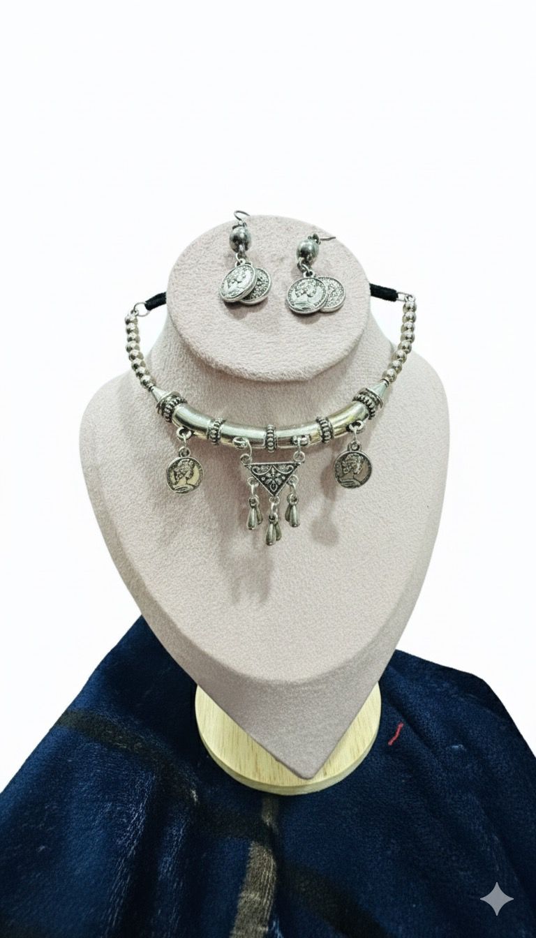 Silver-Plated Coin Necklace