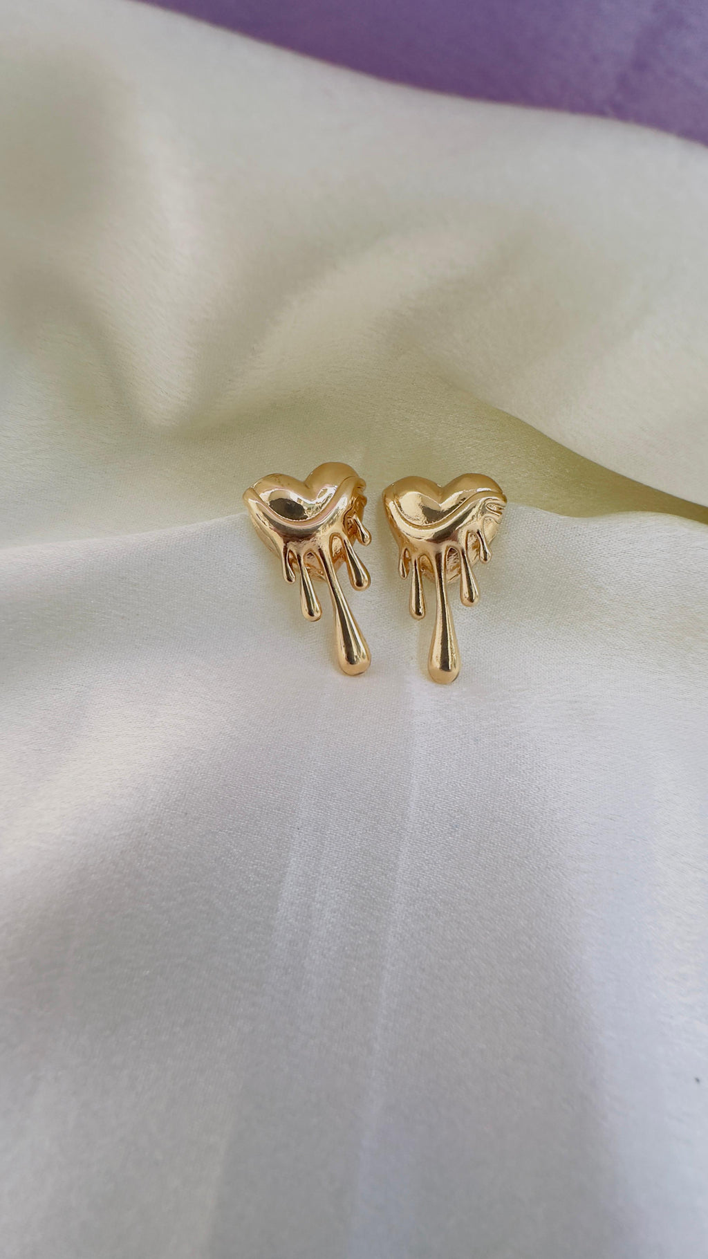 Golden Drip Heart Studs”
