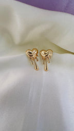 Golden Drip Heart Studs”